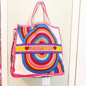 Brighton Pink Heart Retro Canvas Tote Bag